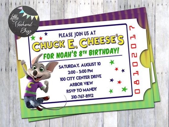 E Invitations For Birthday
 Chuck E Cheese Birthday Party Invitation for Chuck E