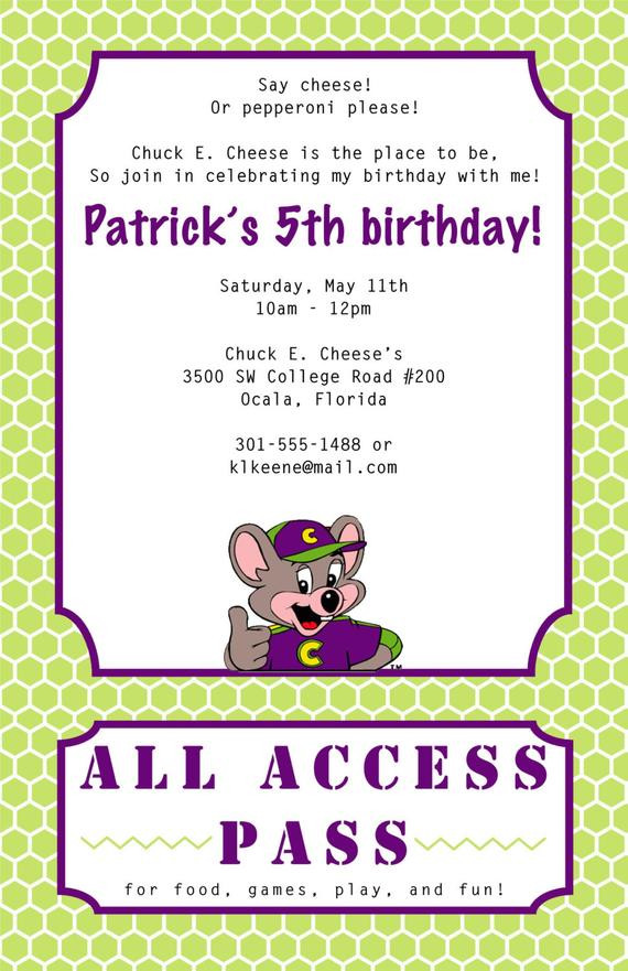 E Invitations For Birthday
 Chuck E Cheese Birthday Invitation