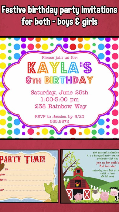 E Invitations For Birthday
 Happy Birthday Invitations For Kids Party App Download