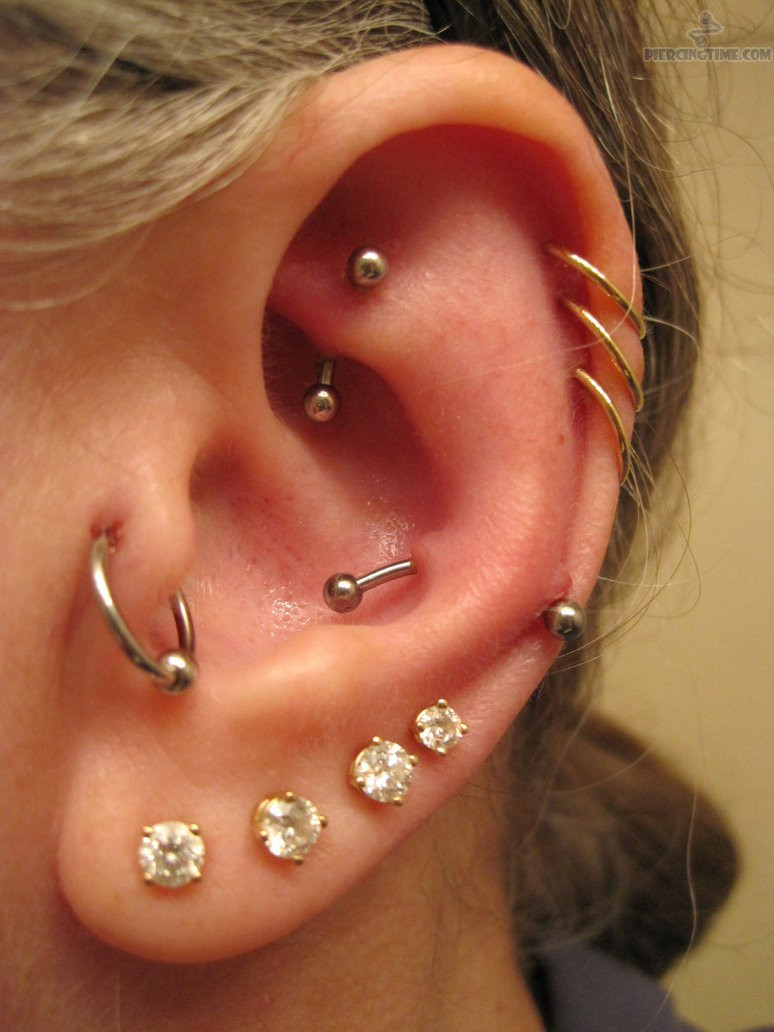 Earrings For Piercing
 40 Examples of Triple Forward Helix Piercing