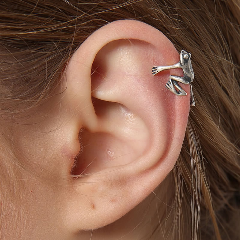 Earrings For Piercing
 Dark Dream Frog Ear Cuff Non Pierced Earring 925 Sterling