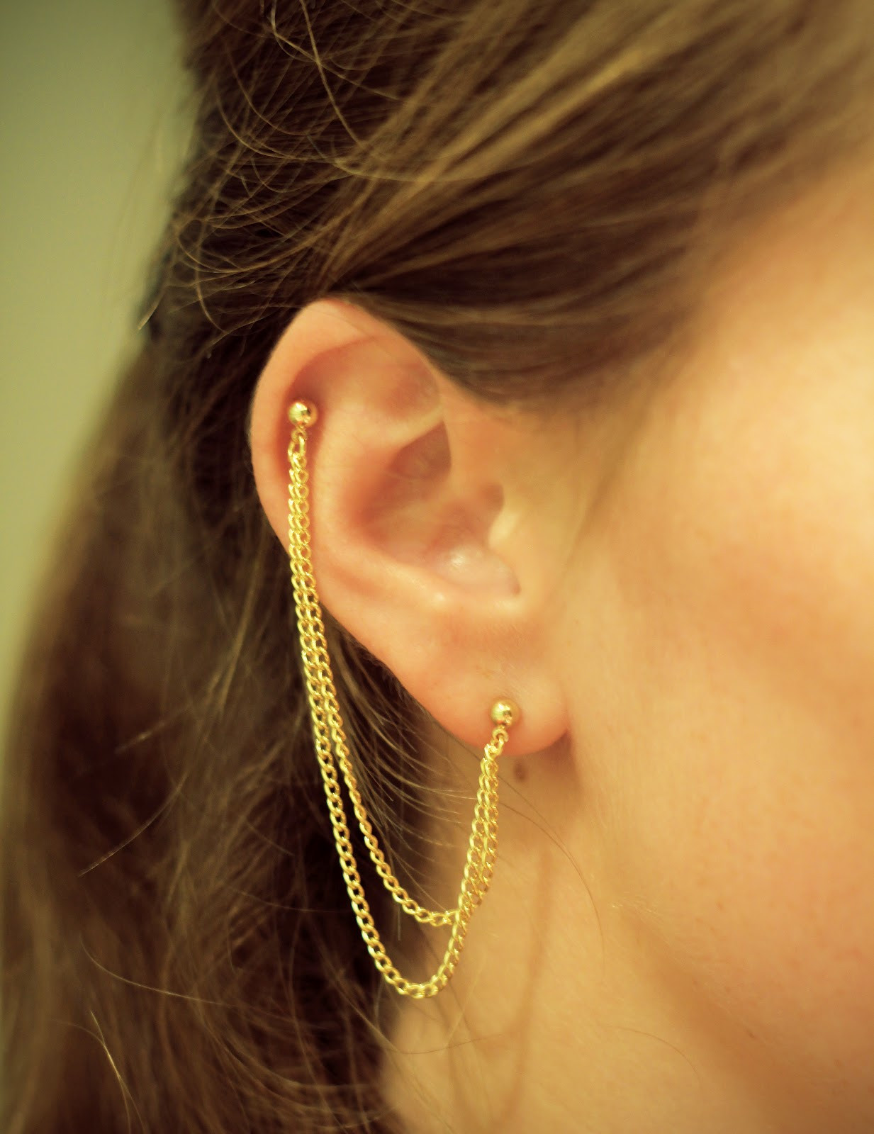 Earrings For Piercing
 Ride DIY DIY Double Piercing Chain Earring