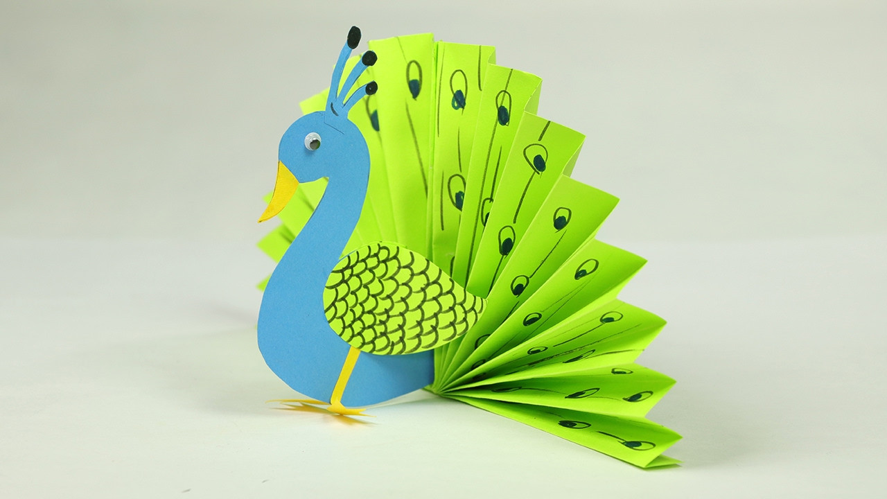 Easy Crafts For Kids To Make
 Paper Crafts for Kids Easy Blue and Neon Peacock With