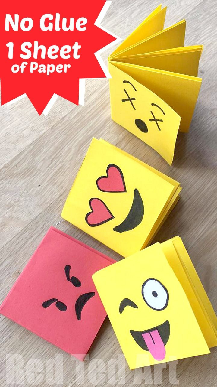 Easy Crafts For Kids To Make
 Emoji Mini Notebook DIY e Sheet of Paper