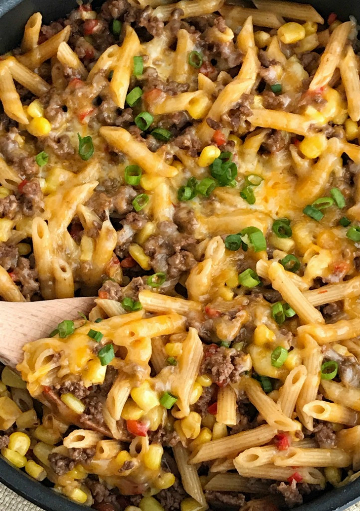 Easy Dinner Recipes With Ground Beef
 30 minutes one pan BBQ Beef Pasta Skillet To her as