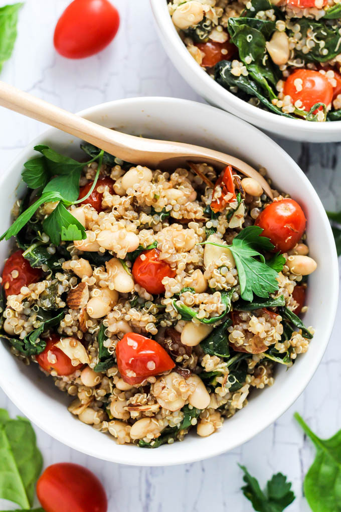 Easy Quinoa Side Dish
 Easy Quinoa Salad with Tomatoes & Spinach