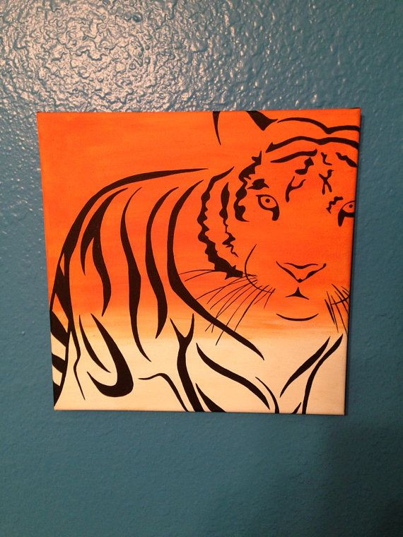 Easy Things For Kids To Paint
 Tiger Canvas Painting schilderij Pinterest