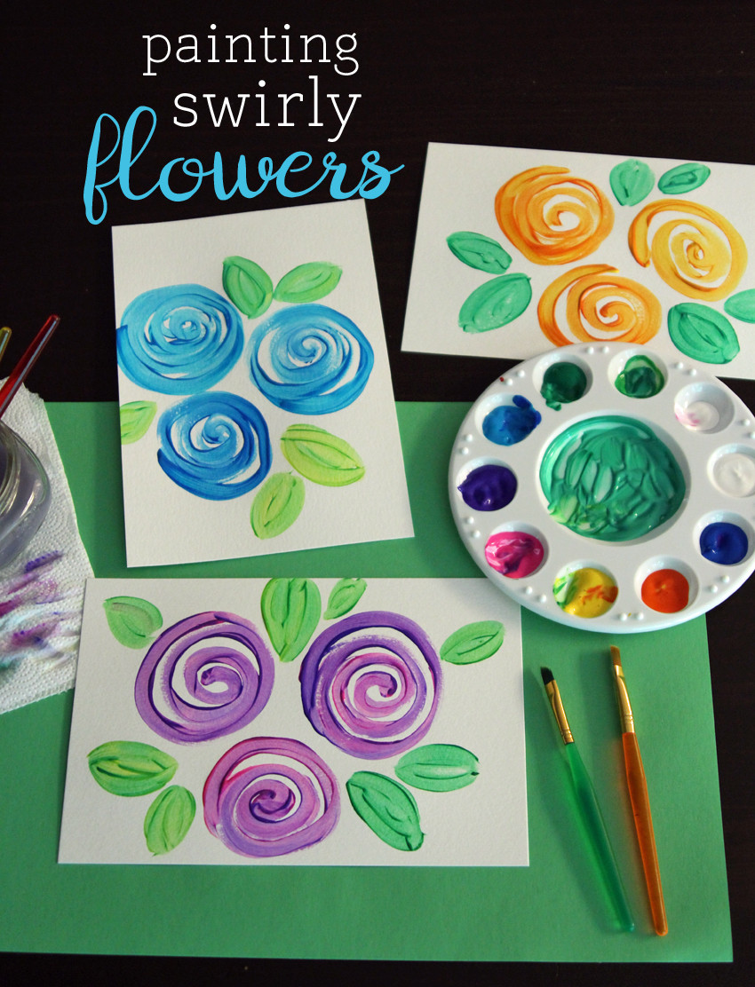 Easy Things For Kids To Paint
 Painting Swirly Flowers