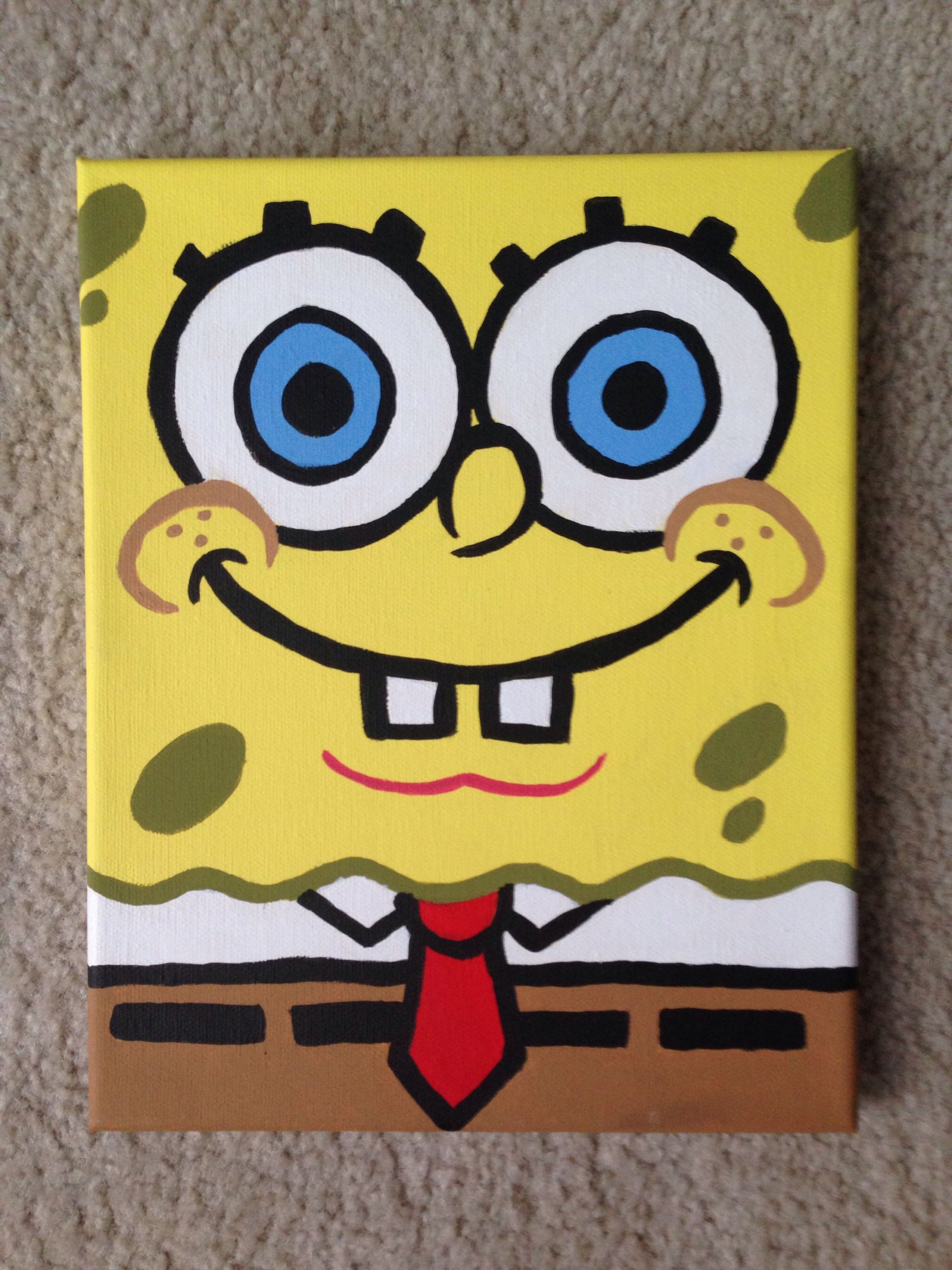 Easy Things For Kids To Paint
 Spongebob Canvas