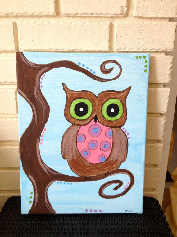 Easy Things For Kids To Paint
 Cute Custom Owl Painting by CraftyGiftsAndSmiles on Etsy