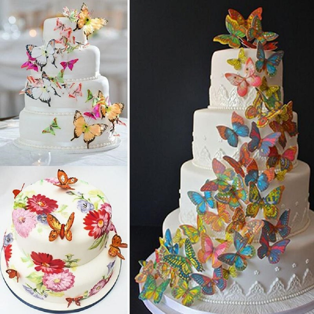 Edible Birthday Cake Decorations
 20pcs 3D Edible butterfly Cake Decoration Wedding Birthday