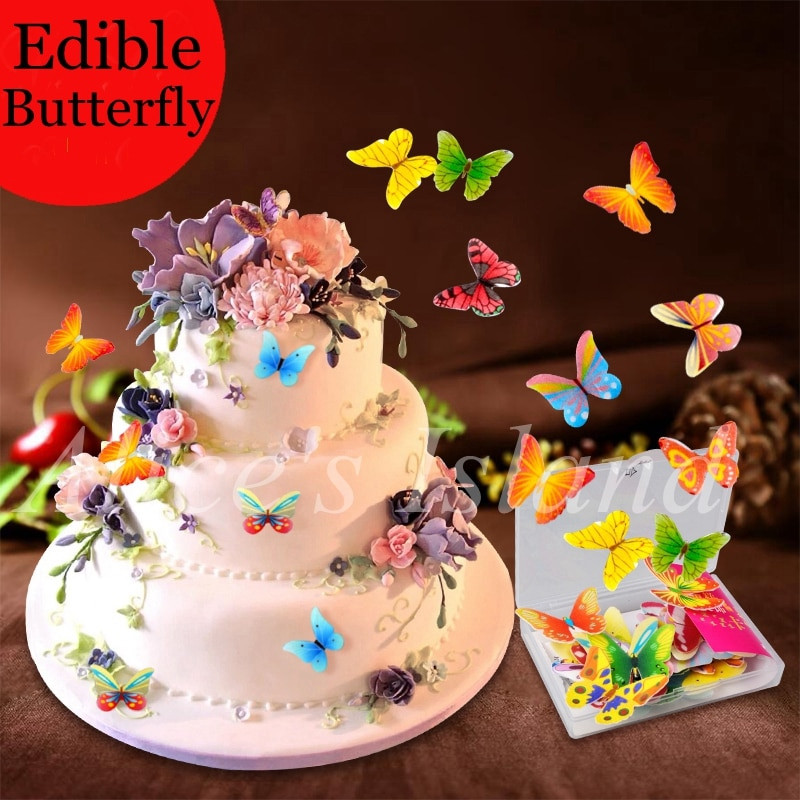 Edible Birthday Cake Decorations
 34pcs 3D Edible butterfly Cake Decoration Wedding Birthday