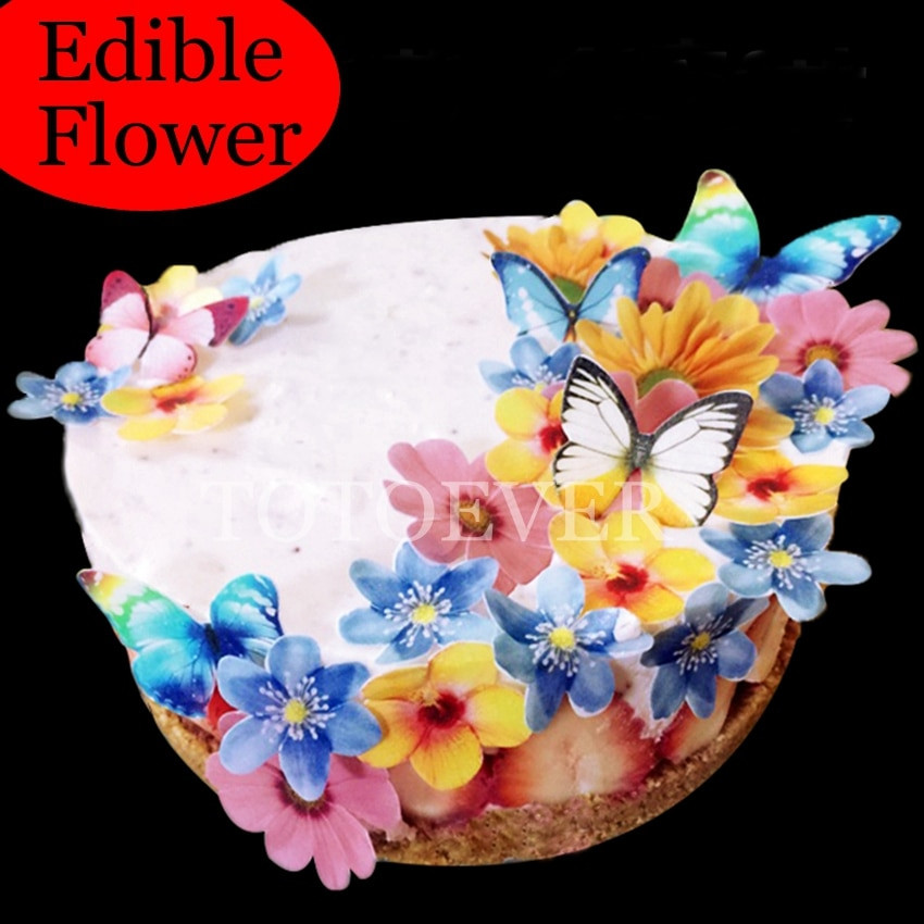 Edible Birthday Cake Decorations
 35pcs 3D Edible Flower Cake Decoration Wedding Birthday