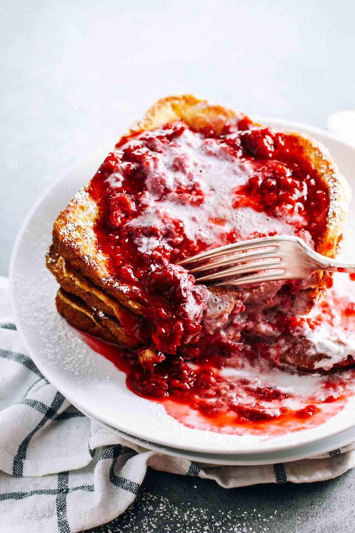 Eggnog French Toast Recipes
 Eggnog French Toast with Raspberry Sauce Recipe Pinch of Yum