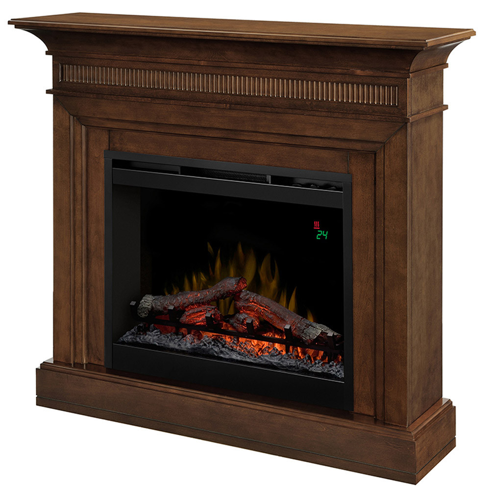 Electric Fireplace Foyer
 Harleigh Walnut Electric Fireplace Mantel Package