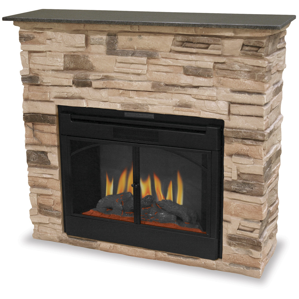 Electric Fireplace With Stone Surround
 Faux Fireplace Surround