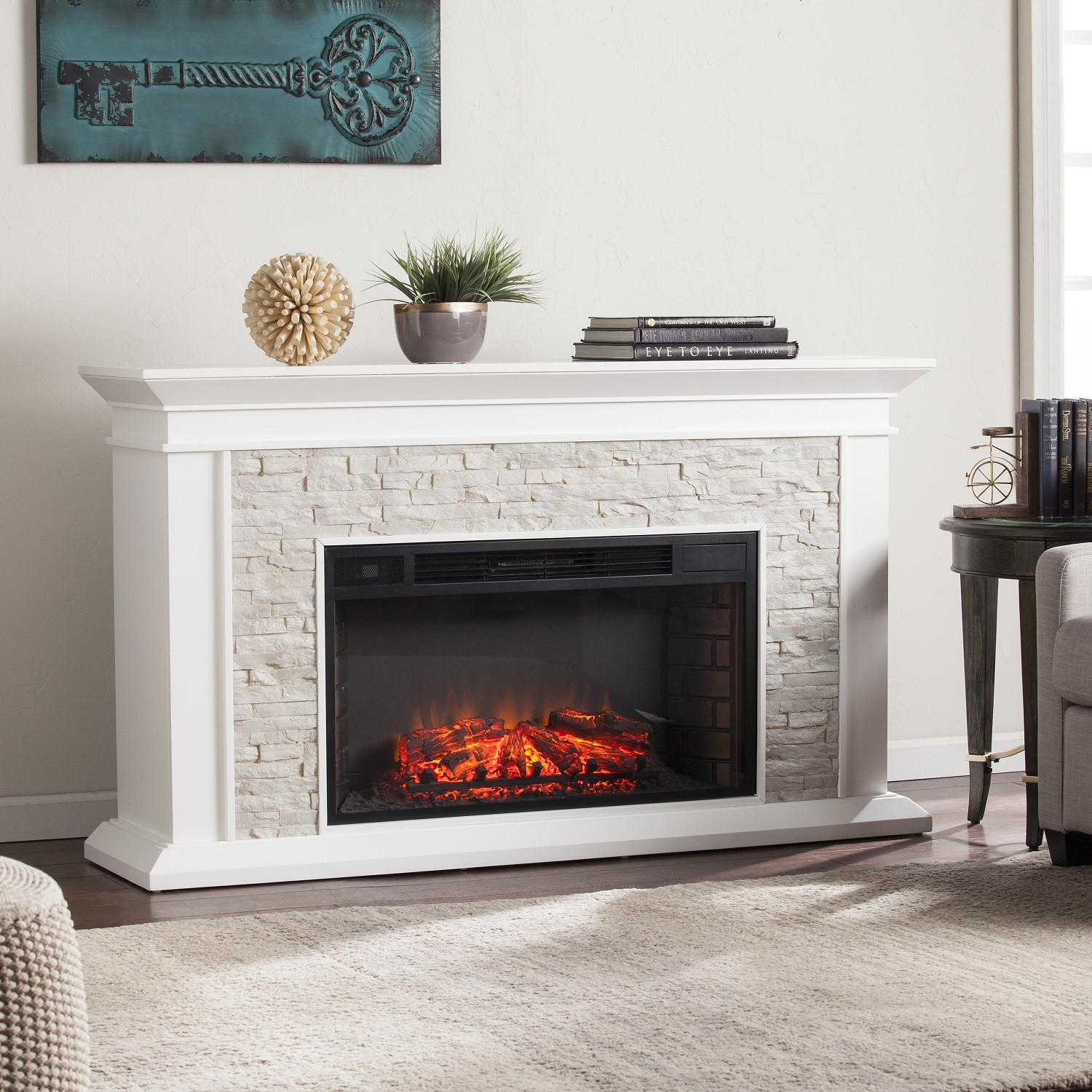 Electric Fireplace With Stone Surround
 60" Canyon Heights Simulated Stone Electric Fireplace