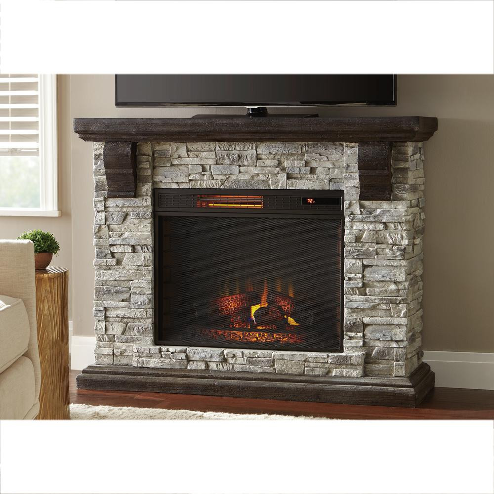 Electric Fireplace With Stone Surround
 Home Decorators Collection Highland 50 in Faux Stone