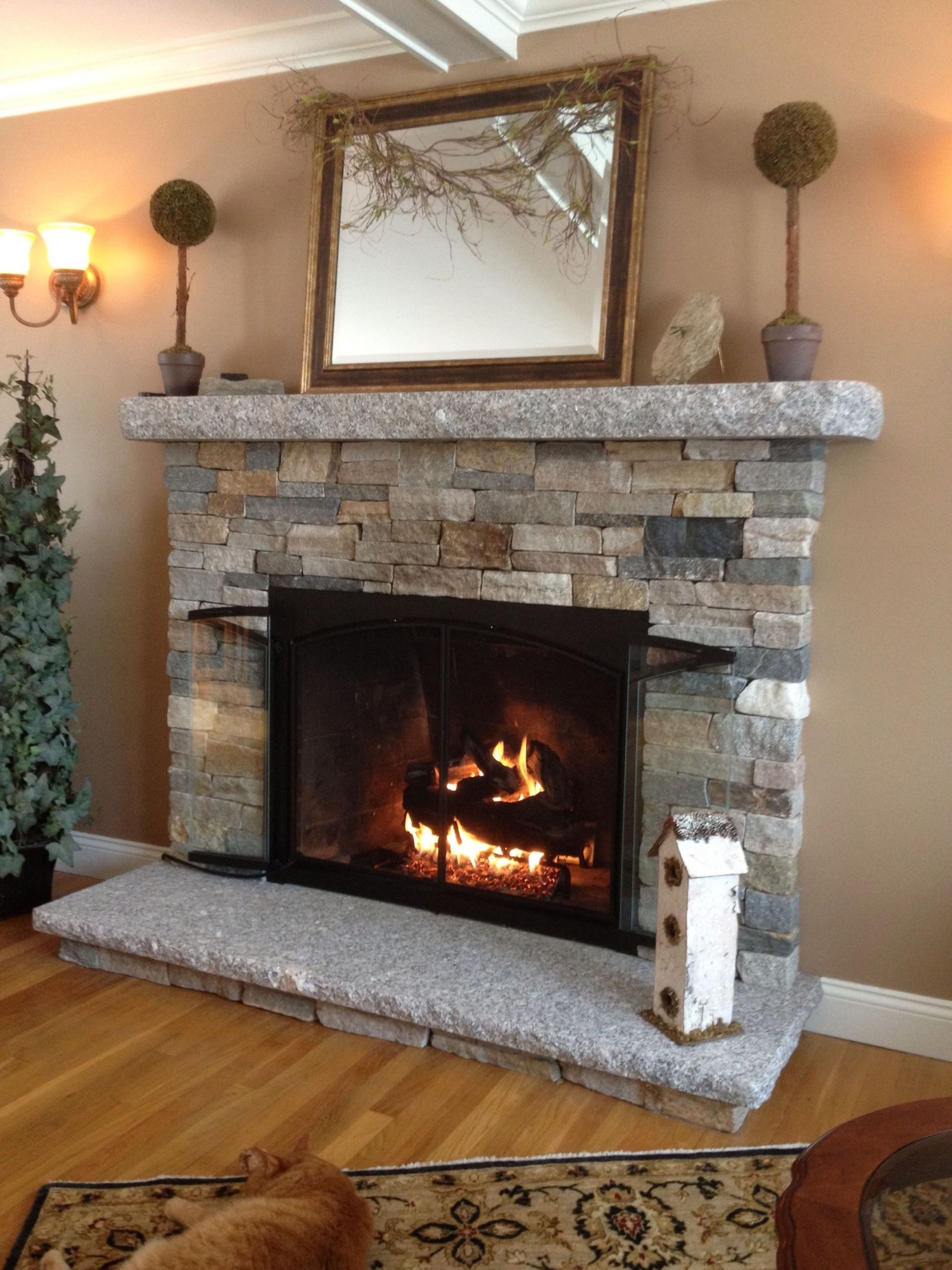 Electric Fireplace With Stone Surround
 Contemporary Stone Fireplace Surround Frame for Clean