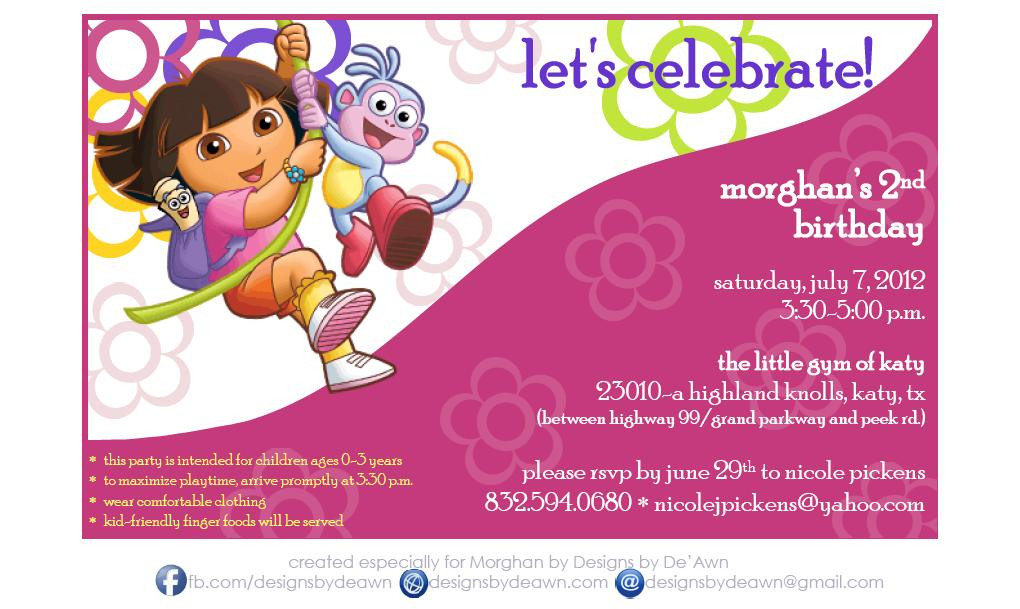 Electronic Birthday Invitations
 Dora the Explorer birthday invitation Dora birthday party