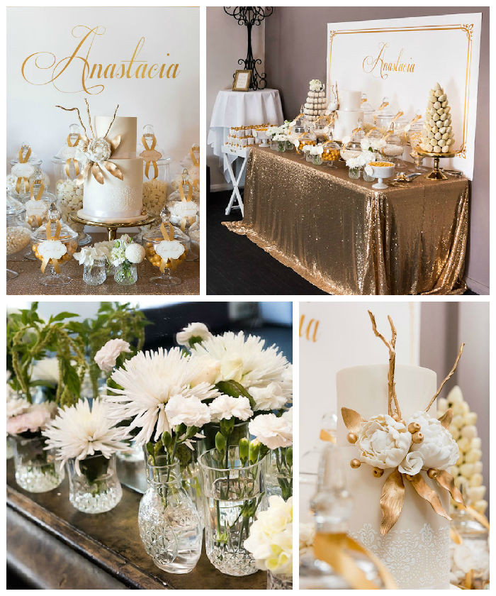 Elegant Birthday Party
 Kara s Party Ideas Elegant Gold White Baptism Party