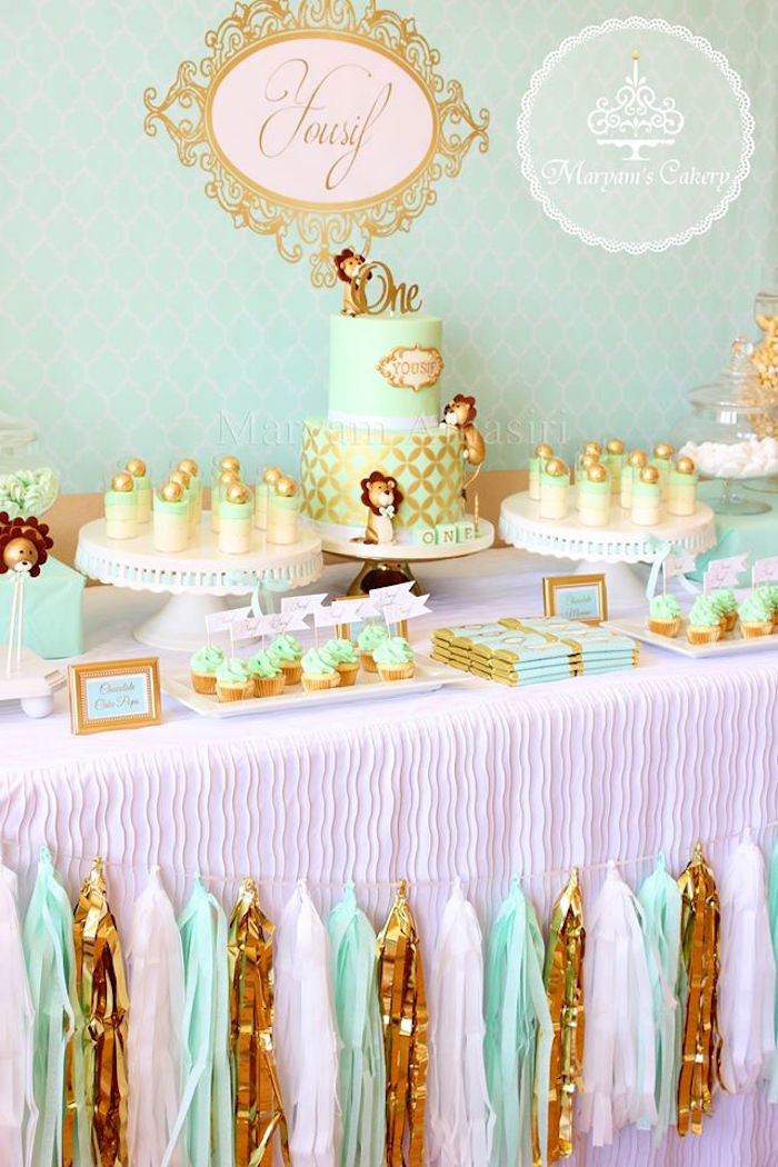 Elegant Birthday Party
 Kara s Party Ideas Elegant Baby Lion Birthday Party