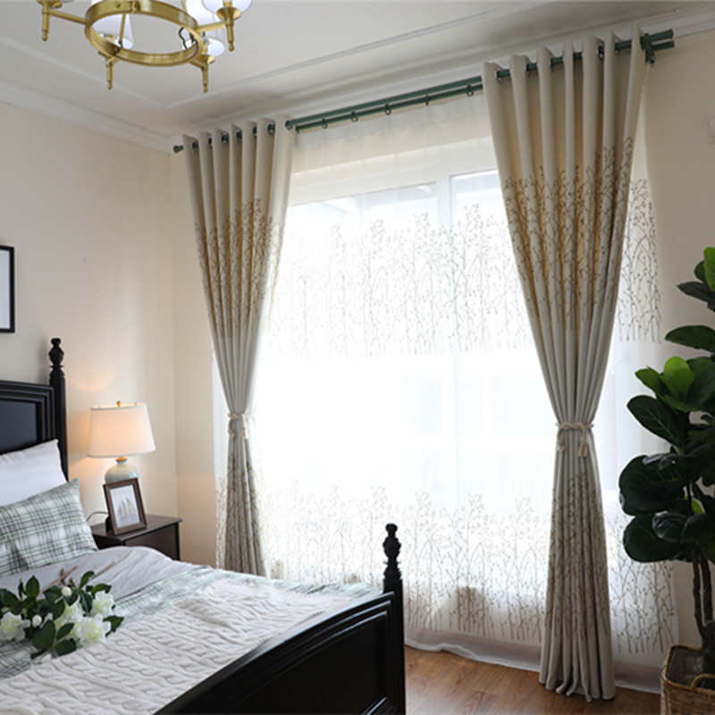 Elegant Curtains For Living Room
 Beige Tree Elegant Embroidery Chic Living Room Curtains
