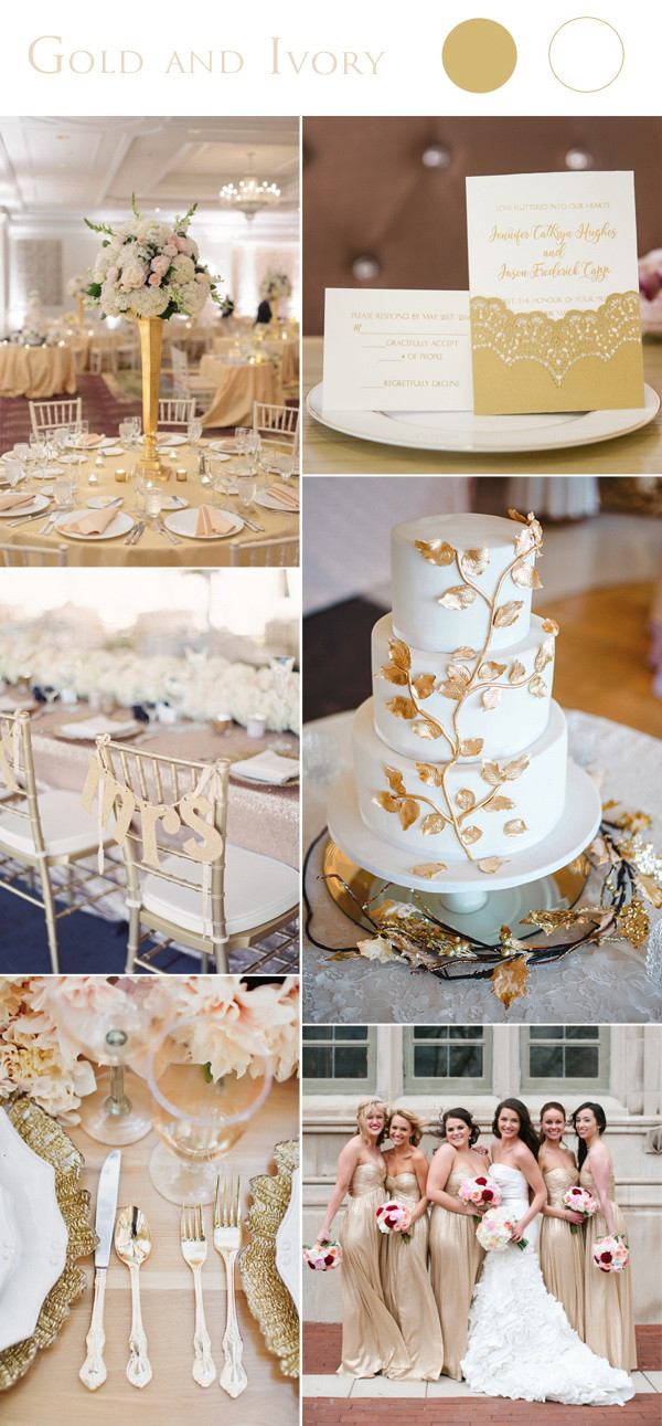 Elegant Wedding Colors
 2017 Wedding Color Scheme Trends Gold and Ivory – Stylish