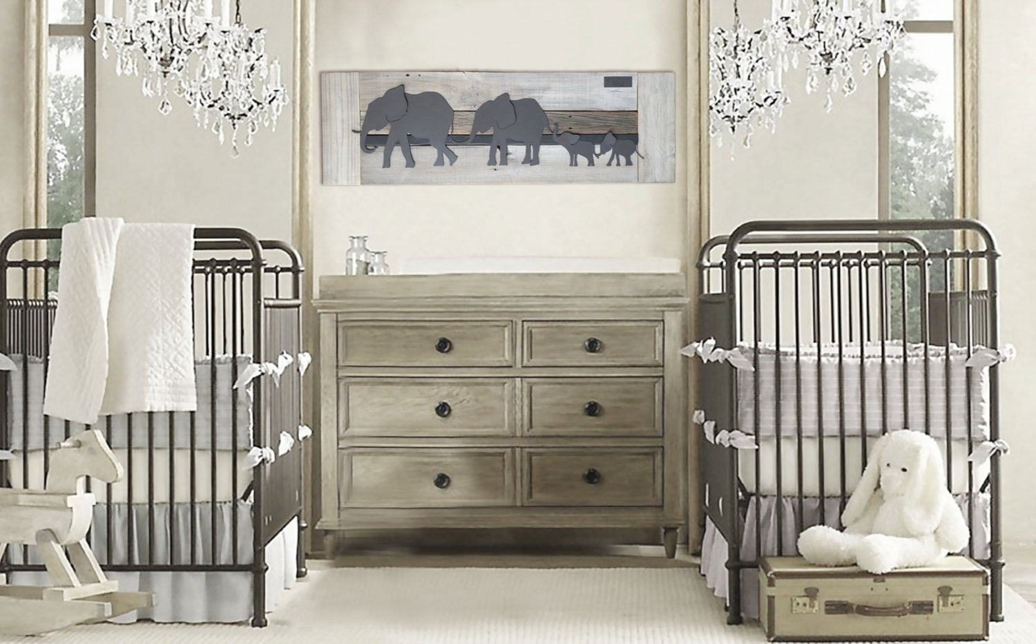 Elephant Baby Room Decor
 Elephant twin nursery wall art Nursery room decor for twins