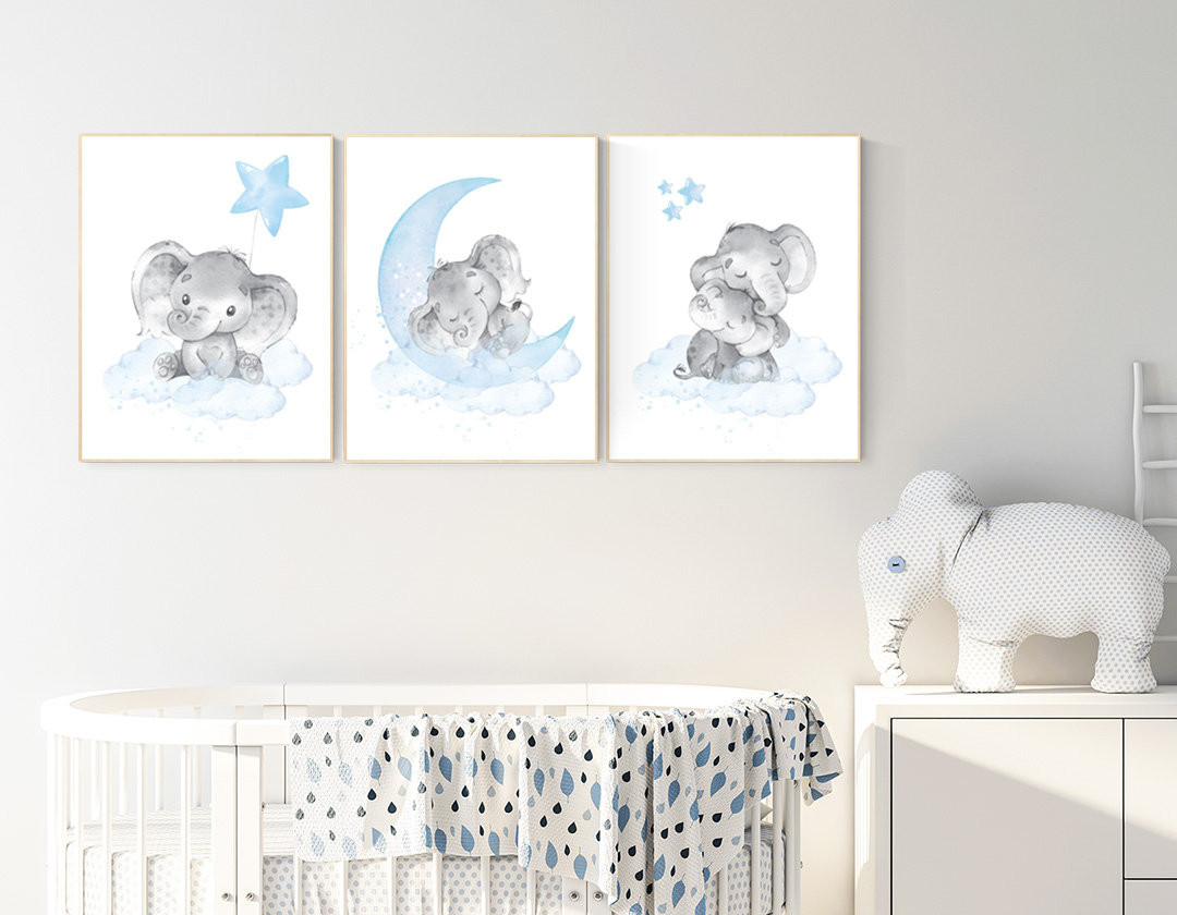 Elephant Baby Room Decor
 Nursery decor boy elephant nursery wall art elephant