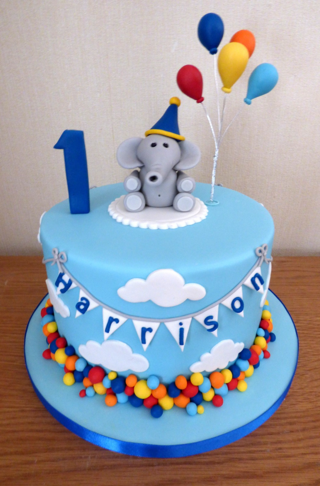 Elephant Birthday Cakes
 Elephant with Balloons 1st Birthday Cake Susie s Cakes