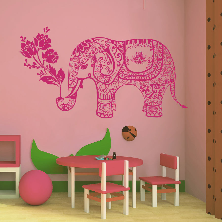 Elephant Decorations For Baby Room
 Aliexpress Buy Wall Decals Animals Elephant Flowers