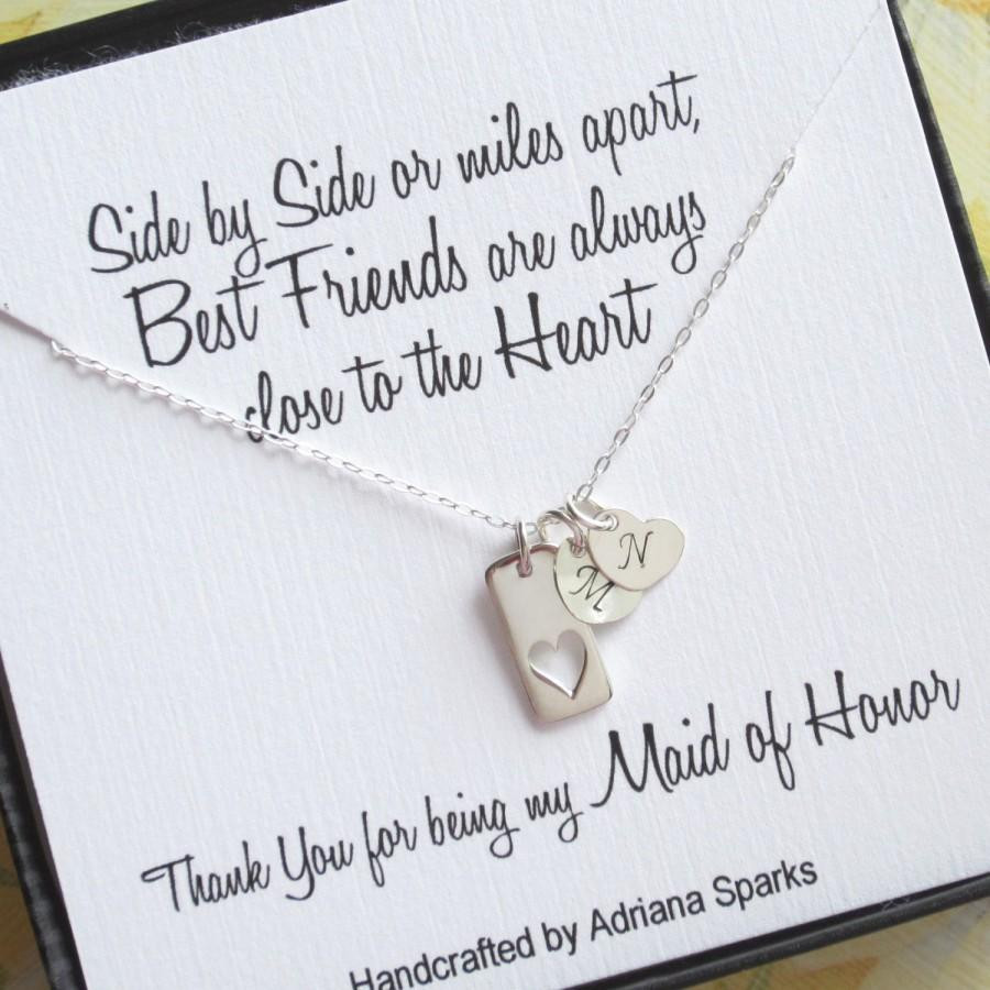 Engagement Party Gift Ideas From Maid Of Honor
 Maid Honor Gift Heart Necklace With Initial Maid