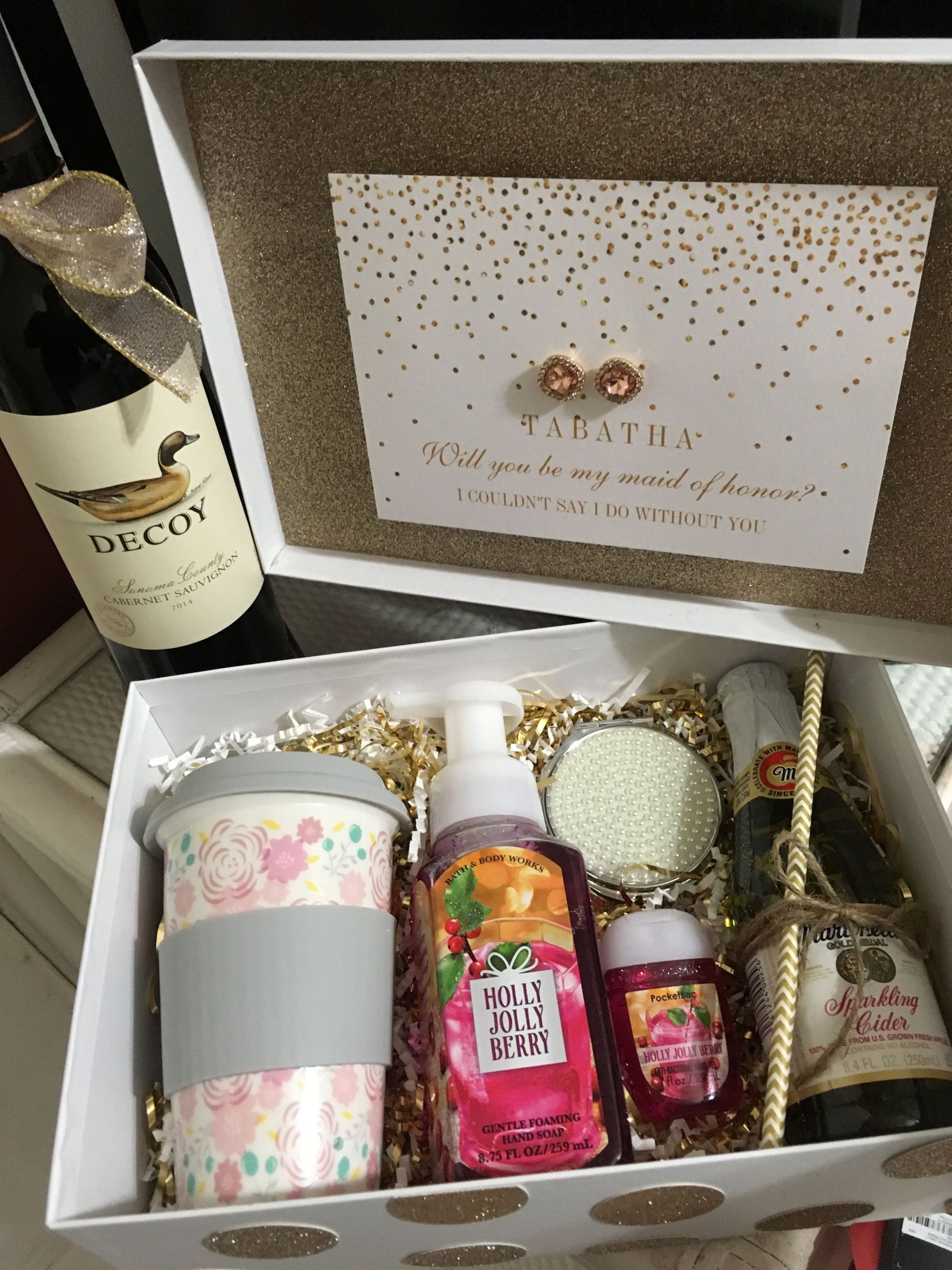 Engagement Party Gift Ideas From Maid Of Honor
 My maid of honors proposal box She LOVED it Earrings