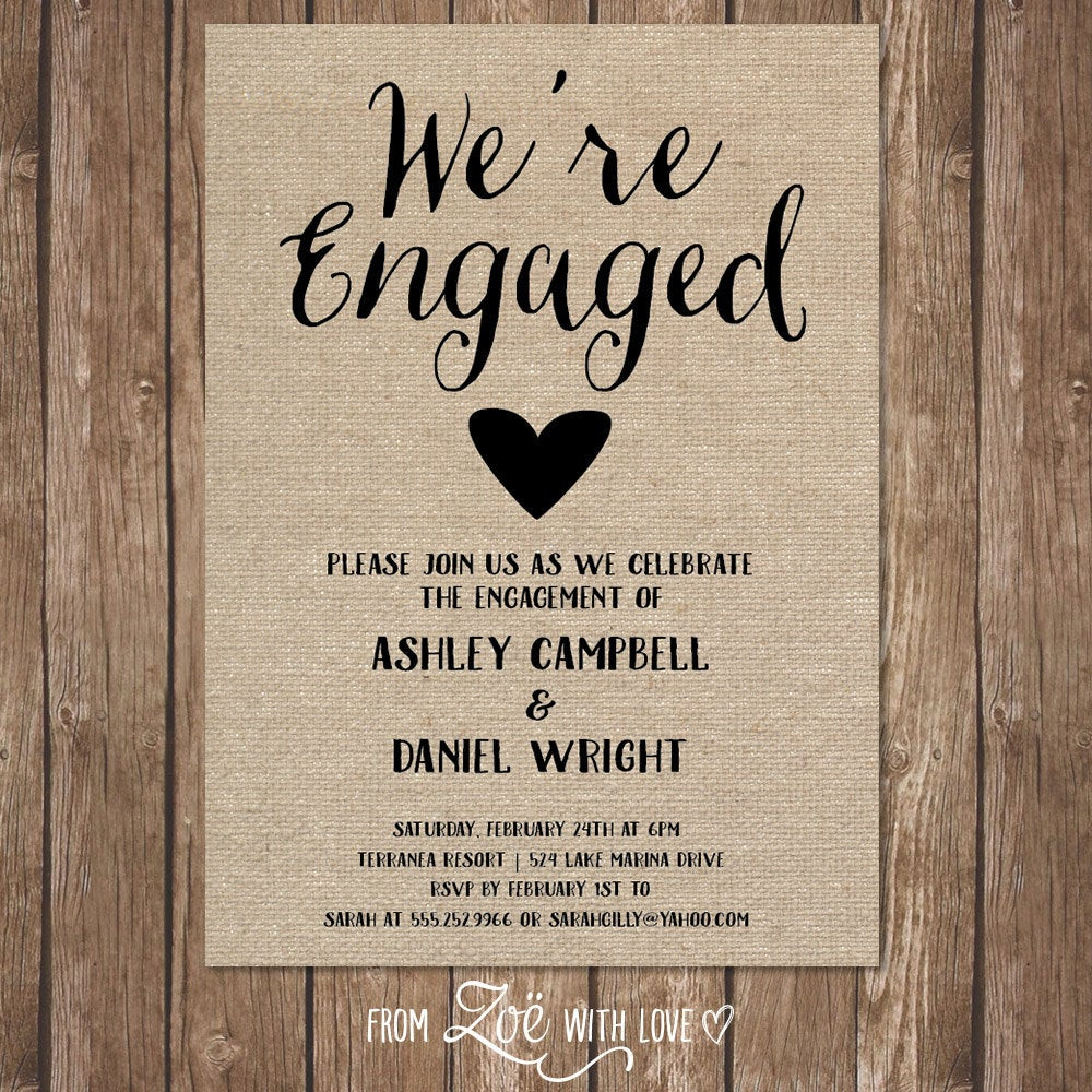 Engagement Party Invites Ideas
 Rustic Engagement Party Invitation Printable Shabby Chic