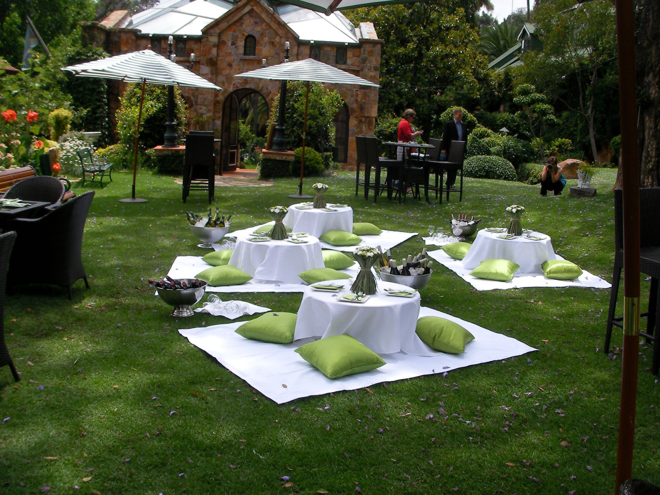 Engagement Picnic Party Ideas
 Green & White Picnic Wedding by