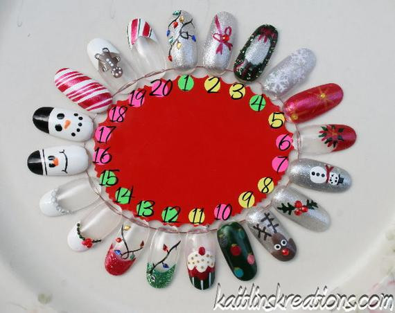 Etsy Nail Art
 Items similar to Christmas Artificial Nail Art on Etsy