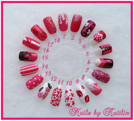 Etsy Nail Art
 Items similar to Valentine s Day Artificial Nail Art on Etsy