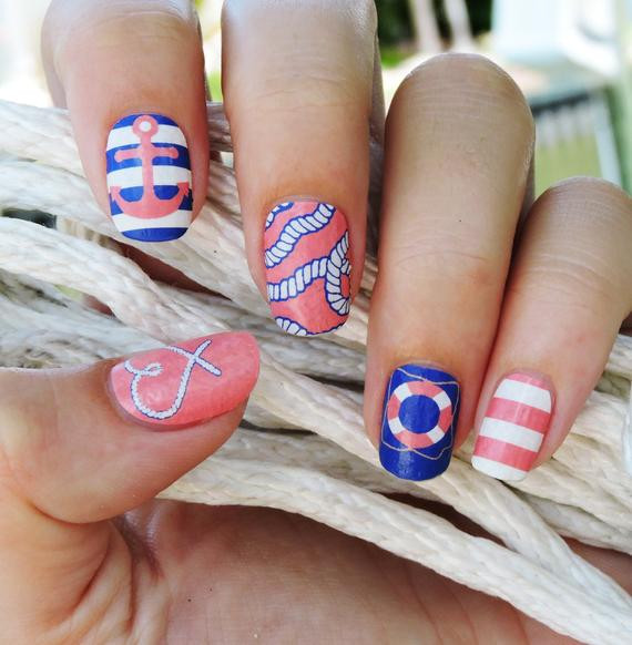 Etsy Nail Art
 Items similar to Nail Wraps Nautical Nail Art Nail Polish