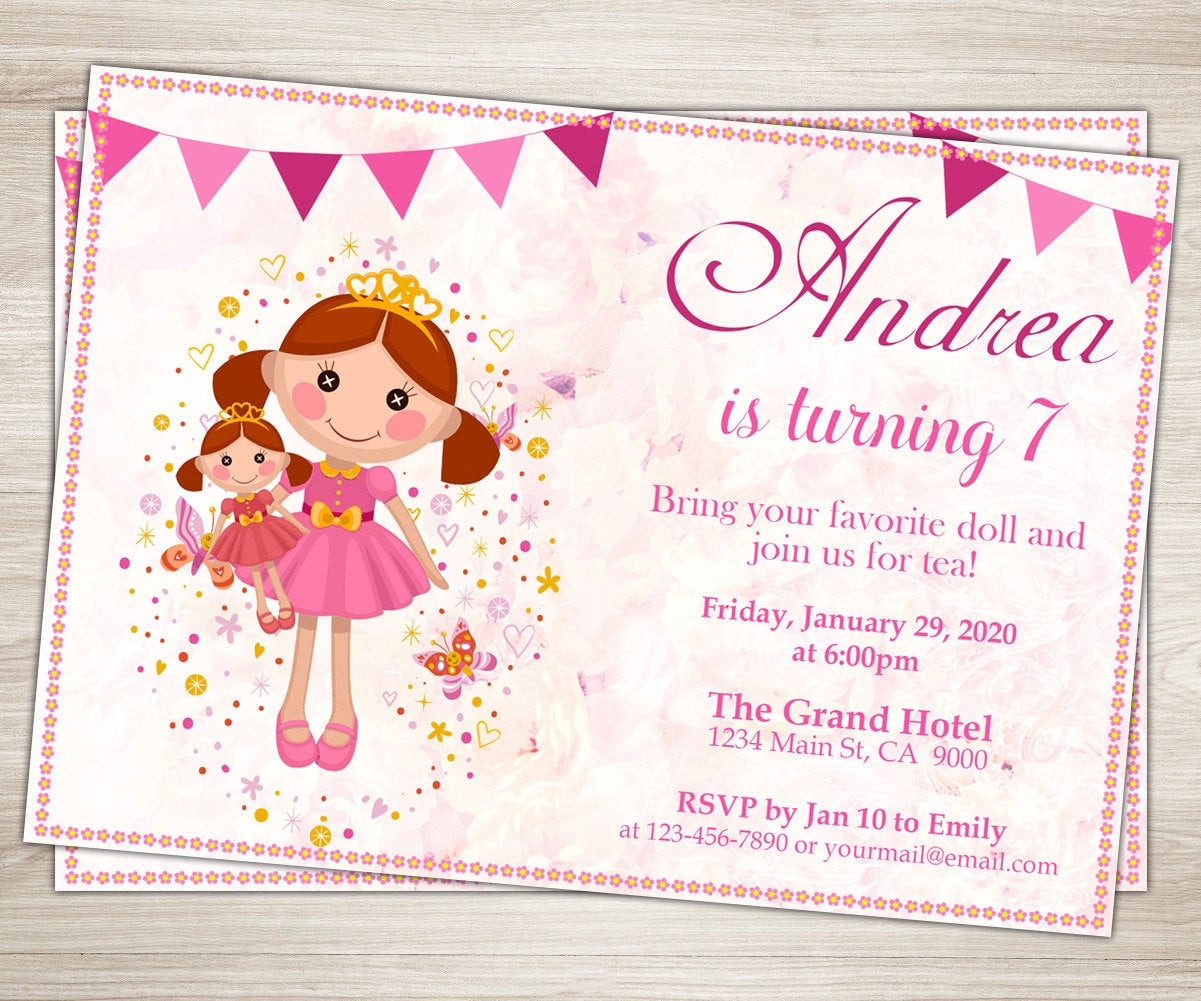 Evite Birthday Invitation
 Doll Birthday Party Invitation Dolly and Me Party Invite