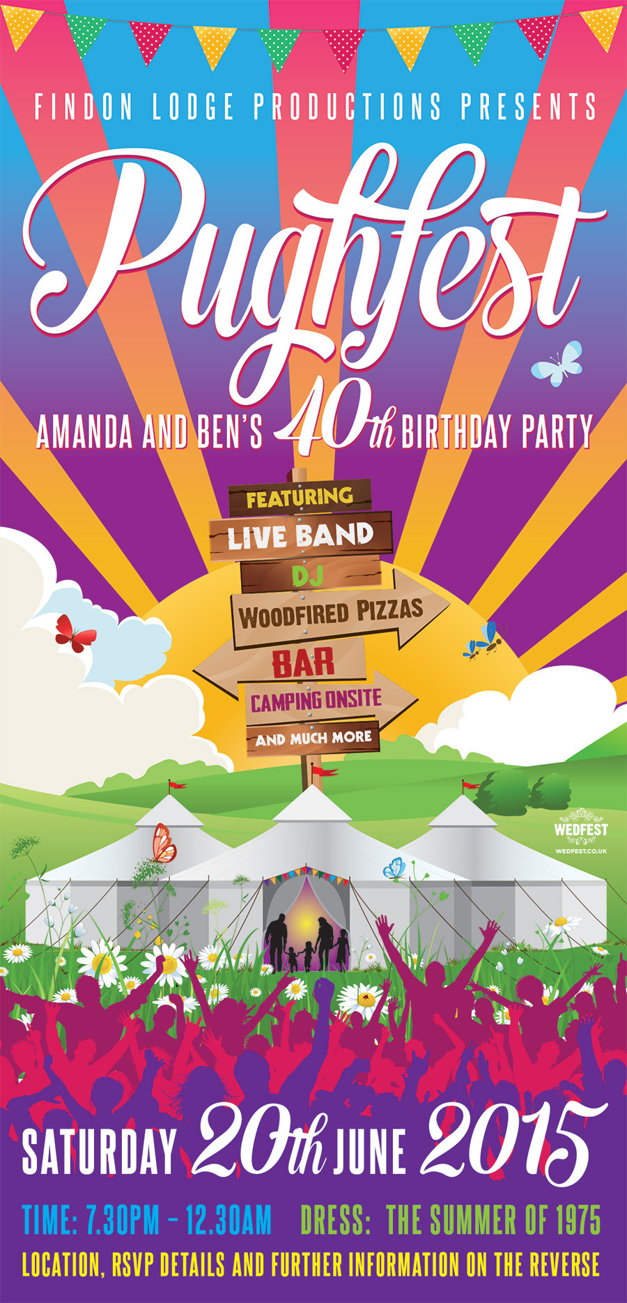 Evite Birthday Invitation
 Festival Themed 40th Birthday Party Invite