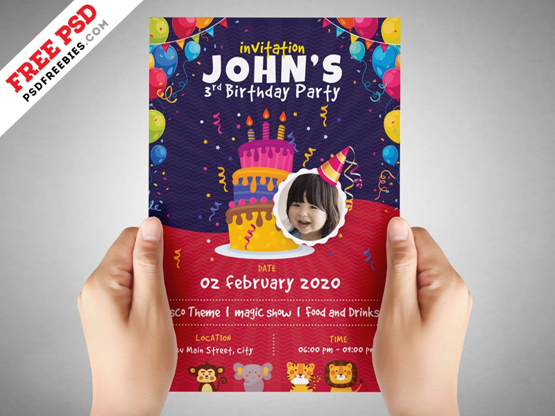 Evites For Birthday Party
 Kids Birthday Party Invitation Flyer PSD by PSD Freebies