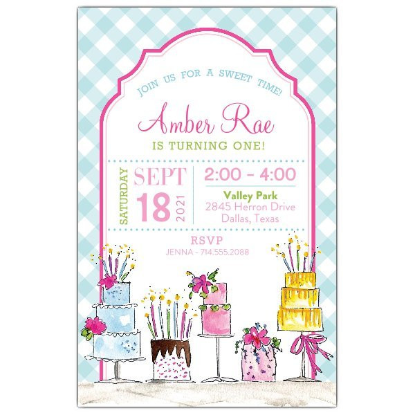 Evites For Birthday Party
 Any Age Cakes Checked Birthday Party Invitations