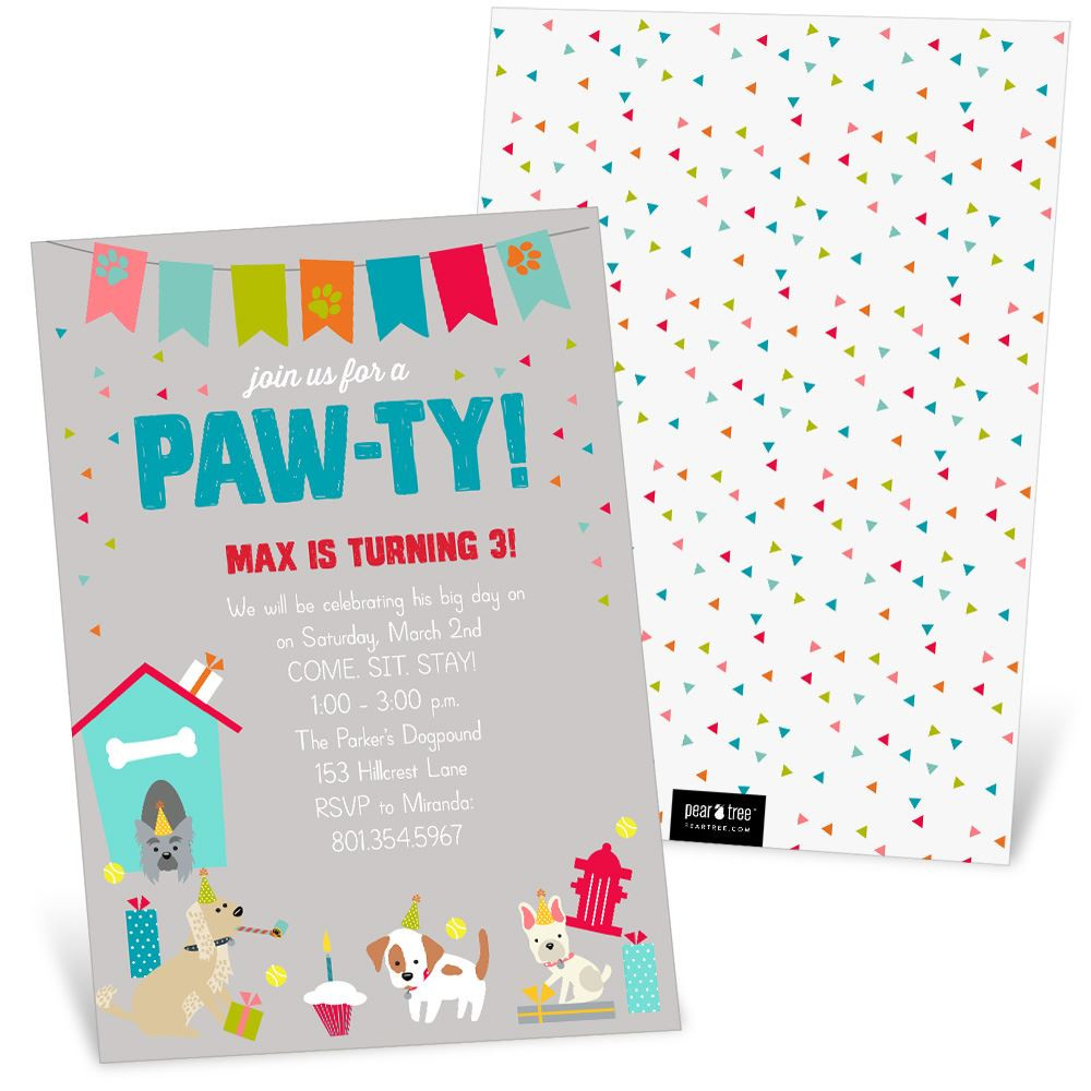 Evites For Birthday Party
 Lets PAWTY Birthday Party Invitation