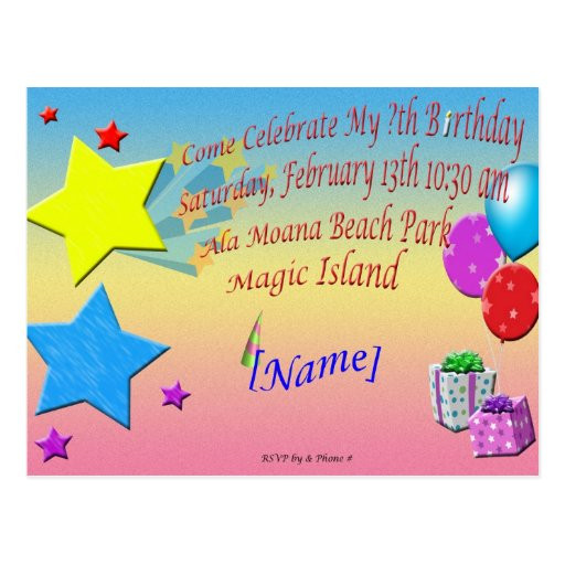 Examples Of Birthday Invitations
 Sample Birthday Invitation Post Card