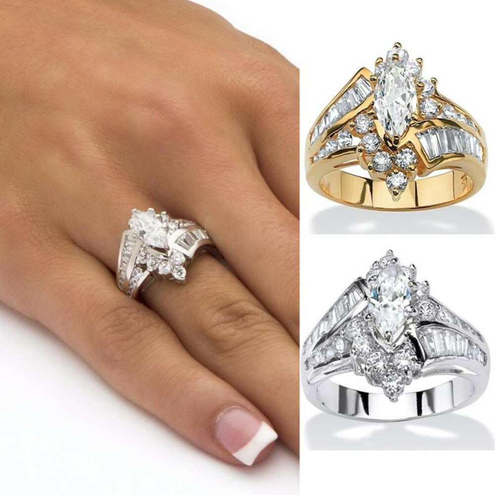 Fake Wedding Ring Sets Beautiful Men Women Gold Silver Plated Couple Rings Fake Zircon Of Fake Wedding Ring Sets 