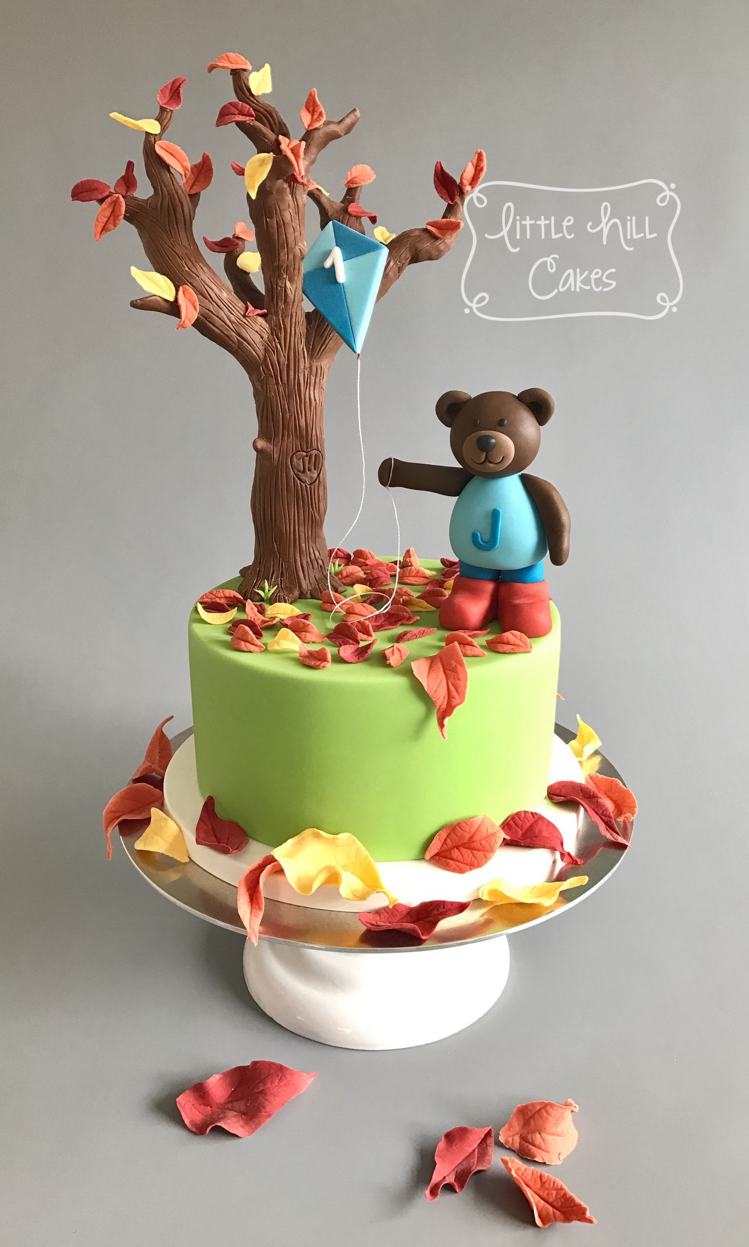 Fall Birthday Cake
 Autumn Fall Teddy Bear 1st Birthday Cake