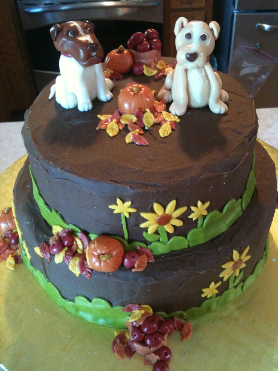 Fall Birthday Cake
 Fall Themed Birthday Cake With Dogs Vegan