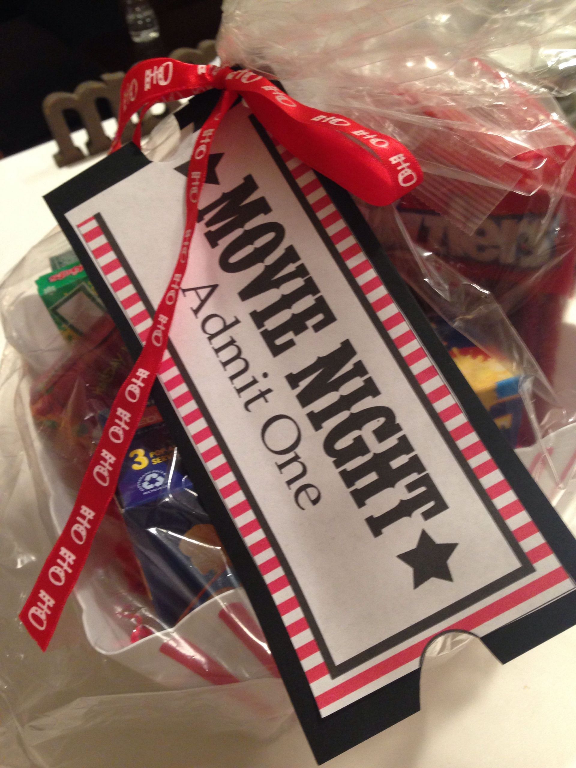 Family Movie Night Gift Basket Ideas
 Family movie night basket tag