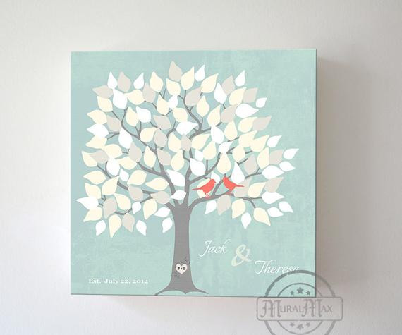 Family Tree Wedding Guest Book
 Wedding Guest Book Family Tree 150 leaves Canvas Wall Art